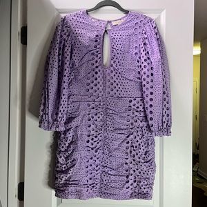 ‘Fanco’ Long Sleeved, Open Back, Purple Dress, Size Medium!
